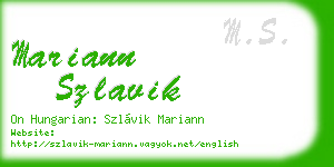 mariann szlavik business card